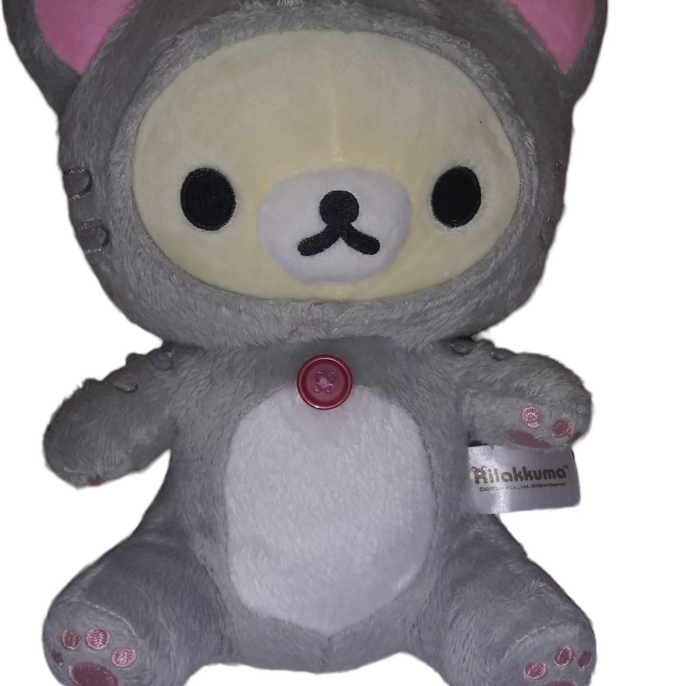 Neko Rilakkuma Grey Cat Stuffed Animal Tiger Korilakkuma Sitting Kitty Plush HTF